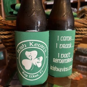 Green logo Koozie for Irish Kevins in Key West